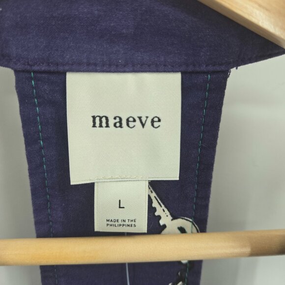 Maeve x Anthropologie Blue Collared Button Front Amelia  Mini Dress Size Large - Picture 10 of 14